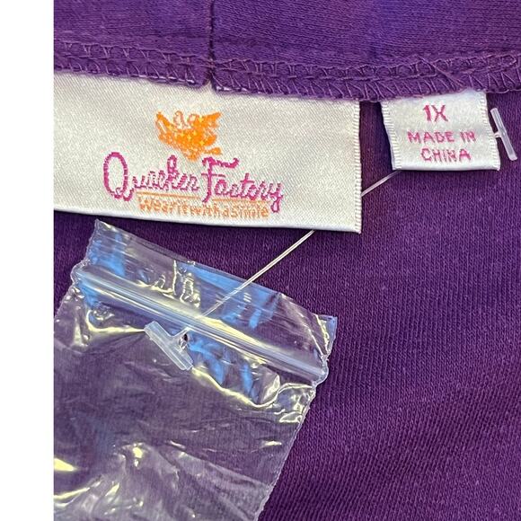 NWOT Quacker Factory Women’s 1X Purple Long Sleeve Open Front Cardigan Tank Set - Picture 3 of 7